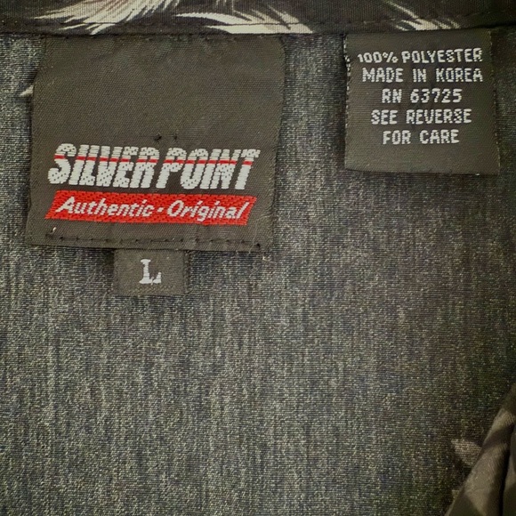 Silver Point Hawaiian Short Sleeve Shirt – Black & Gray Palm Print – Size Large - Picture 8 of 9